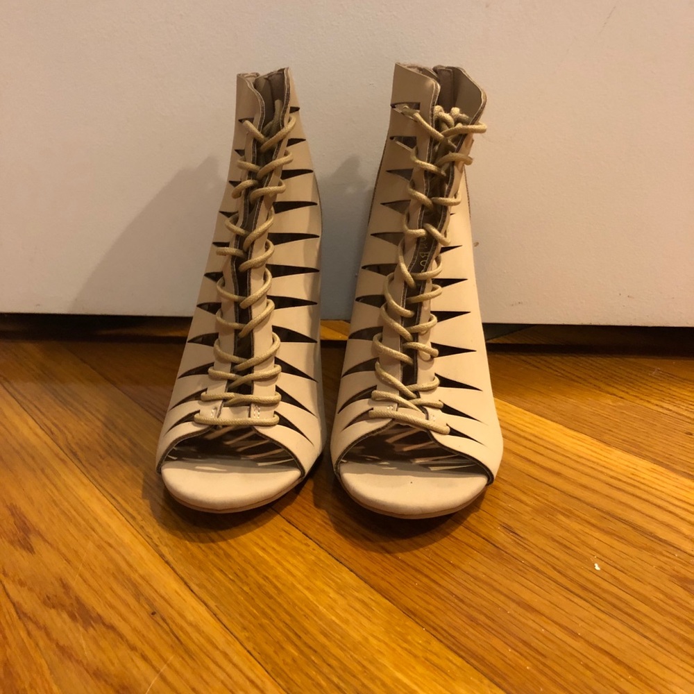 Tan lace up heels